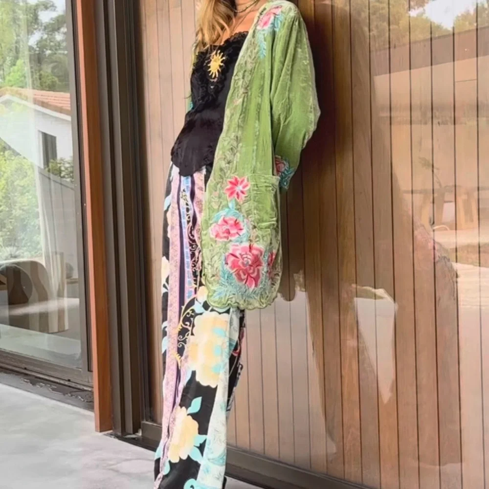 Chasing Unicorns One Night In Heaven Silk Velvet Housecoat BNWT - Picture 2 of 12